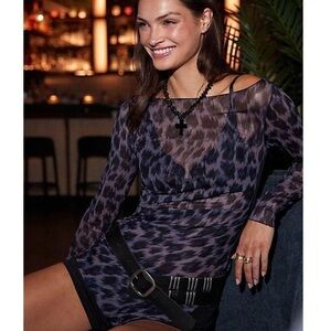 NWT Free People Intimately Something Extra Tunic Raven XS Sheer Mesh Indie